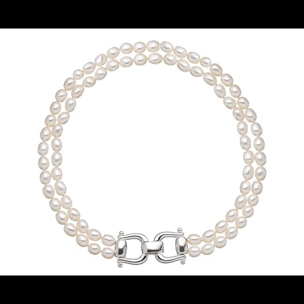 Horsebit and Pearl Choker Necklace
